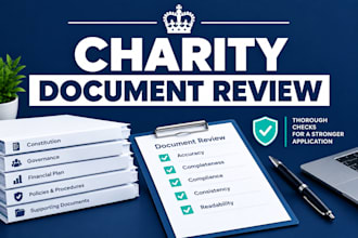 review UK charity registration documents and improve your commission application