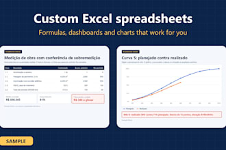 build a custom excel spreadsheet with formulas, dashboard and charts