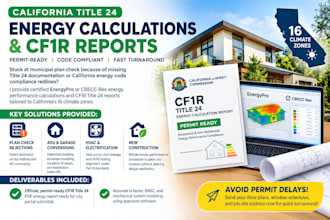 engineer title 24 energy calculation cf1r report for city permit approval