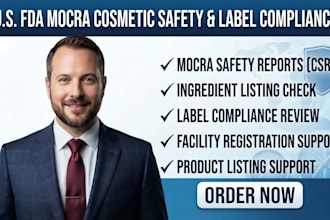prepare fda mocra cosmetic safety report and label compliance