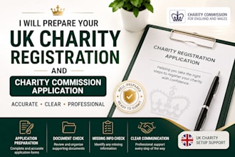 prepare your UK charity registration and charity commission application