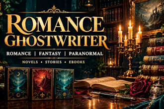 ghostwrite your romance novel, romance story, or romance fantasy, thriller novel