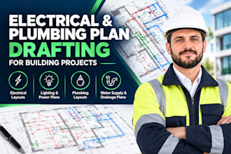 draft electrical and plumbing plan, for residential and commercial building