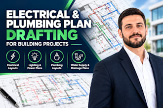 draft electrical and plumbing plan, for residential and commercial building