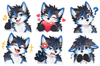 draw furry telegram sticker, furry sticker, fursona sticker pack discord sticker
