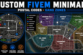 design a custom fivem minimap with postal codes and zones
