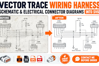 vector trace wiring harness schematic and electrical connector diagrams into svg