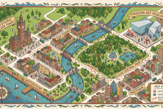 create tourist maps, travel maps, destination maps, illustrated visitor guides