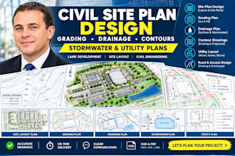 design civil site plans, grading, drainage, and stormwater plans