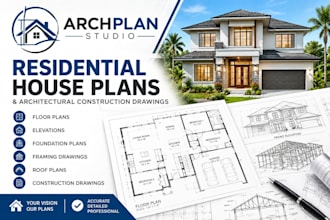 create residential house plans and architectural construction drawings