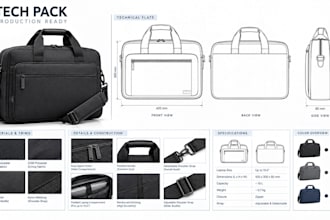 design manufacturer ready tech pack for laptop bag, luggage and travel bag