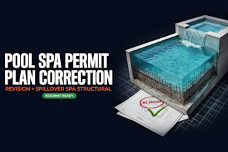 pool spa permit plan correction, revision, spillover spa structural pool detail