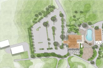 render architectural site plan, master plan, landscape plan