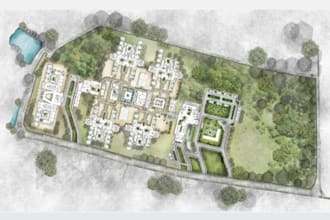 render architectural site plan, master plan, landscape plan
