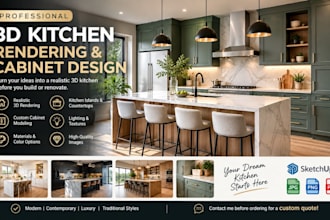 do custom kitchen design, 3d kitchen remodel, 3d rendering, interior design
