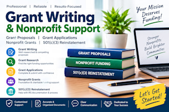 do grant writing proposals and non profit grants submission, nonprofit reinstate