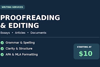 proofread and edit essays, articles, and documents