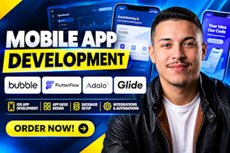 build bubble mvp web app flutterflow adalo glide mobile app ios development