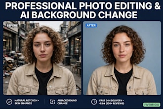 do professional photo editing and ai background change