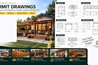draw adu permit plans, fence pergola,  patio cover and deck permit drawings