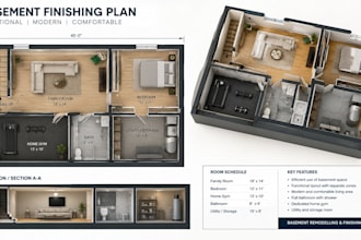 design basement finishing plan, remodelling layouts and detailed floor plan