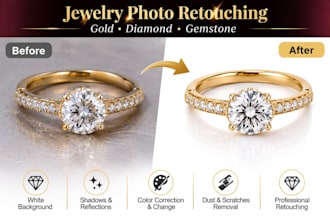 professionally retouch jewelry photos for gold and diamonds