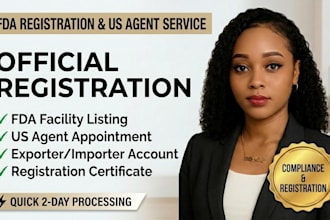 handle fda registration, food facility listing, and US agent service