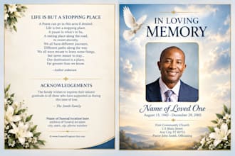 design event flyer, funeral program, church flyer, funeral flyer, memorial