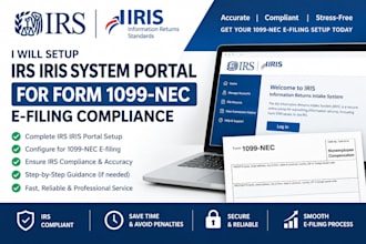 setup irs iris system portal for form 1099 nec efiling compliance