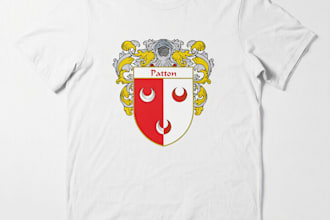 create vintage lady t shirt and coat of arms logo designs