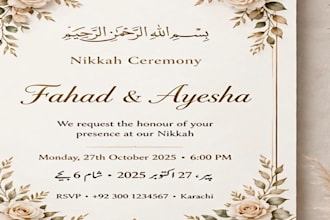 design luxury nikkah mehndi islamic wedding invitation card