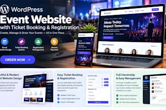 design wordpress event website, wordpress ticket booking registration website
