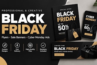design black friday flyers, sale banners, and cyber monday ads