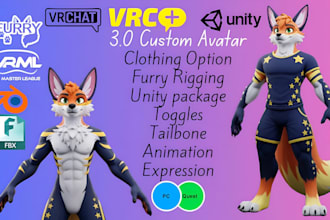 create 3d furry character model anthro avatar, furry vtuber model, vrchat avatar