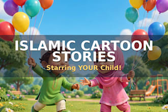 create a personalized islamic cartoon story video starring your child