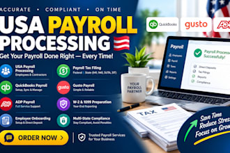do USA payroll with quickbooks, gusto, adp and tax filing