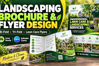 design landscaping company brochures and lawn care service flyers