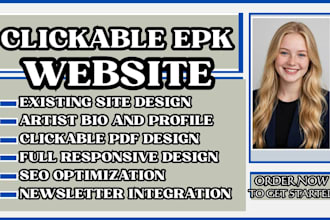 clickable epk design, electronic press kit, artist media kit, and music epk