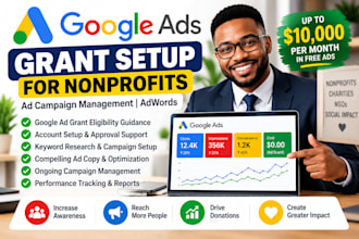 manage google ads grant setup, ads campaign for nonprofit adwords