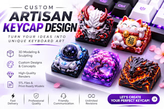 design unique resin artisan keycaps for mechanical keyboard enthusiasts with stl