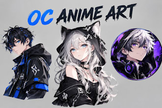 draw custom anime oc art, character illustration, fanart, vtuber and pfp design