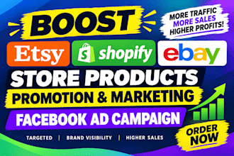 promote etsy shopify and ebay products with facebook ads marketing campaign