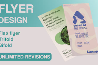 design flyers, like trifold, bifold, flat flyers