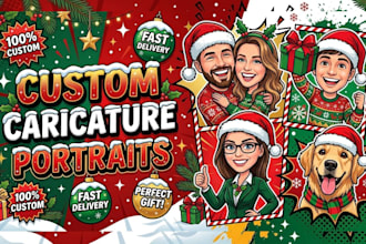 design christmas card new year card invitation holiday caricature greeting card