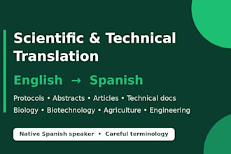 translate scientific and technical texts from english to spanish