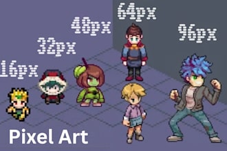 do pixel art character animation pixel art sprite sheet game asset for game art
