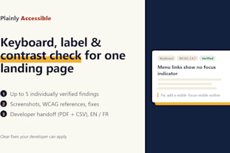 check your landing page for keyboard, label and contrast issues
