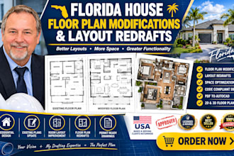 modify architectural floor plans and redraw house blueprints fl