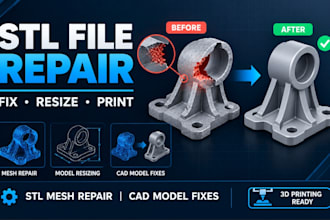 repair stl files, fix cad models and resize 3d stl for 3d printing