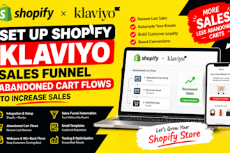 set up shopify klaviyo sales funnel abandoned cart flows that convert to sales